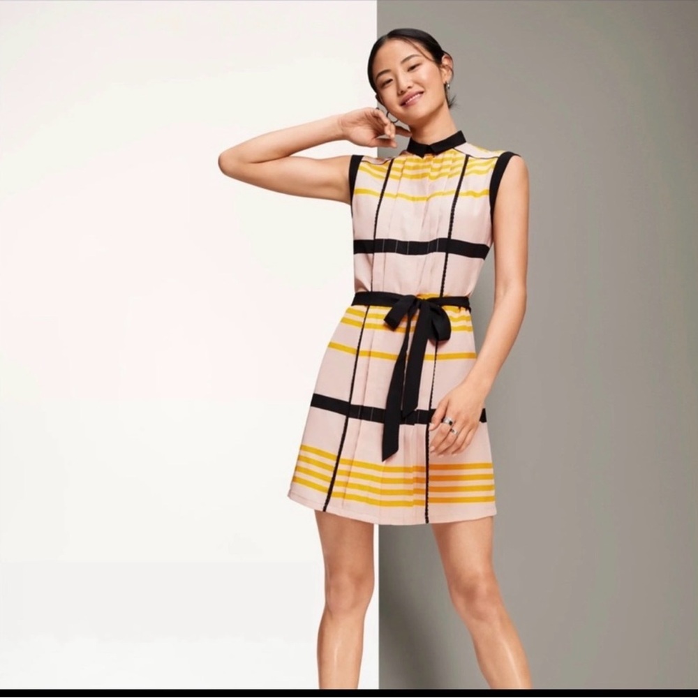 Striped Sleeveless Dress with Belt